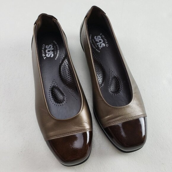 SAS Coco Slip On Loafer Shoe Women 6.5 Brown Patent Leather Comfort Flat Tripad - Picture 1 of 10